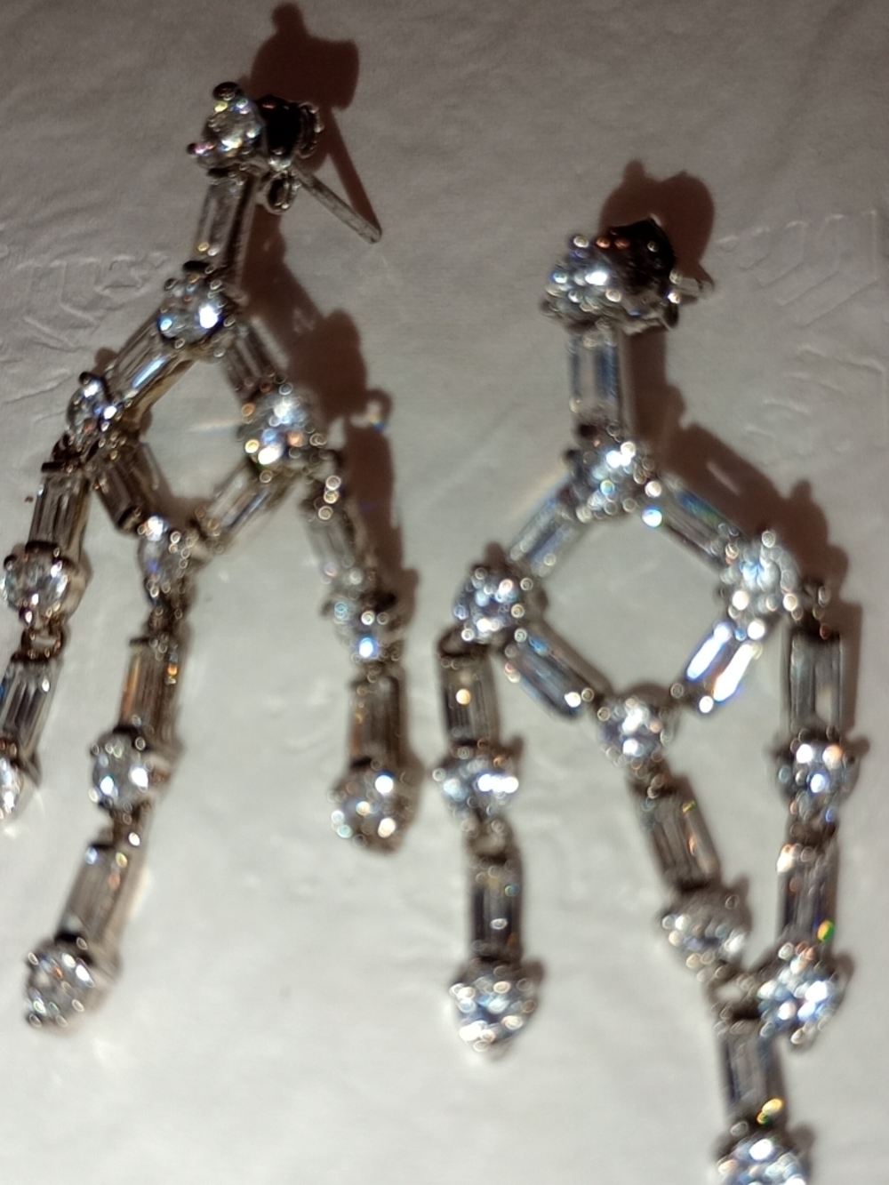 Vintage Sterling Crystal Drop Earrings with Clear Stones
